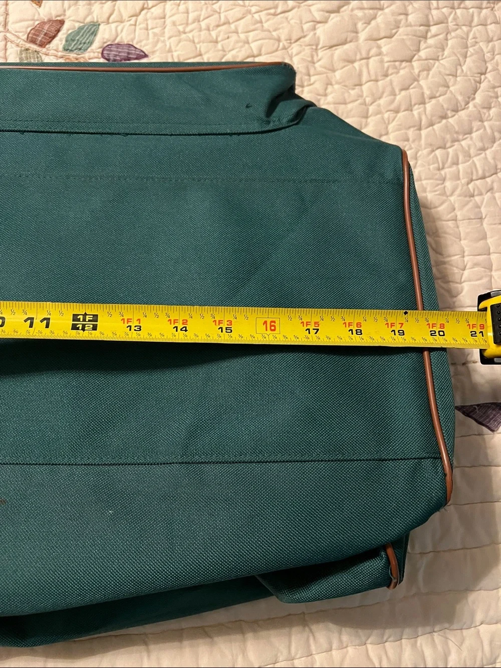 Iconic Ralph Lauren Green Duffel Bag with Brown Leather Trim